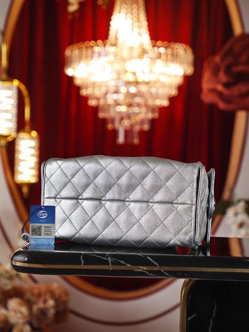 Chanel 25 Bag 嬉皮 Hobo 小號 銀色 實拍