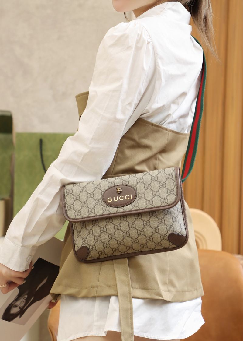 Gucci GG Supreme 虎頭腰包 上身 9 張 實拍 2