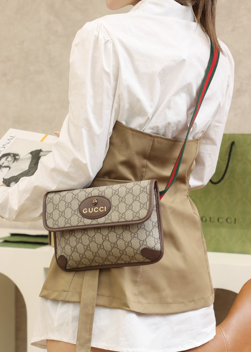 Gucci GG Supreme 虎頭腰包 上身 9 張 實拍 4