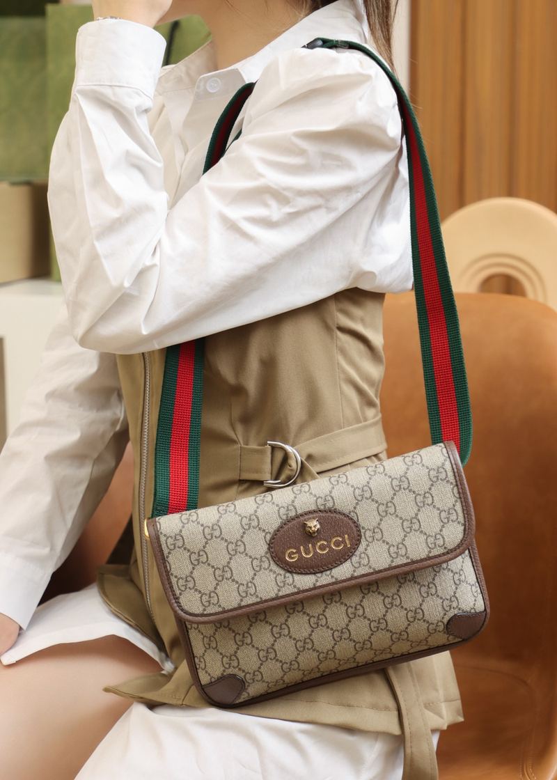 Gucci GG Supreme 虎頭腰包 上身 9 張 實拍 8