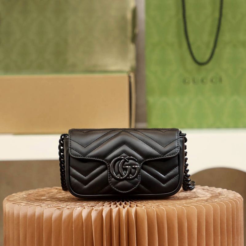 Gucci GG Marmont 肩背包 黑 實拍 1
