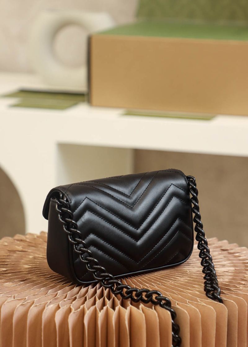Gucci GG Marmont 肩背包 黑 實拍 5