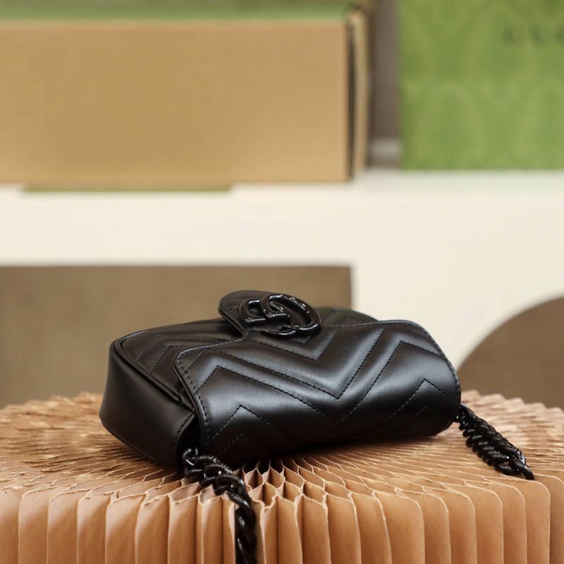 Gucci GG Marmont 肩背包 黑 實拍 6
