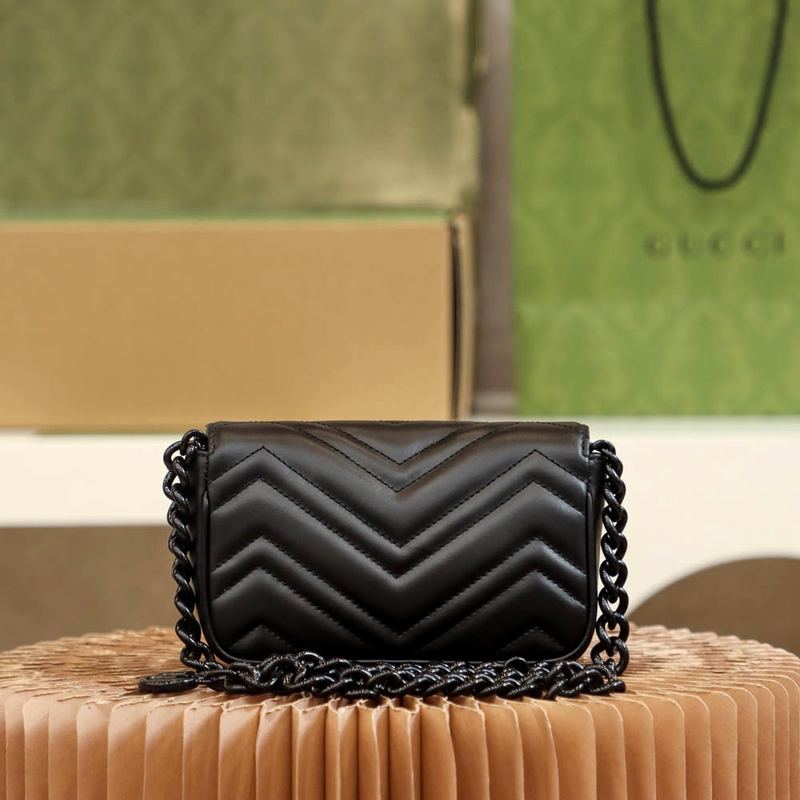 Gucci GG Marmont 肩背包 黑 實拍 9