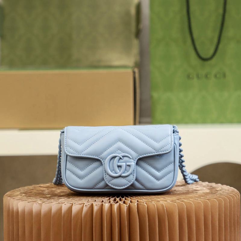 Gucci GG Marmont 肩背包 淺藍 實拍 1