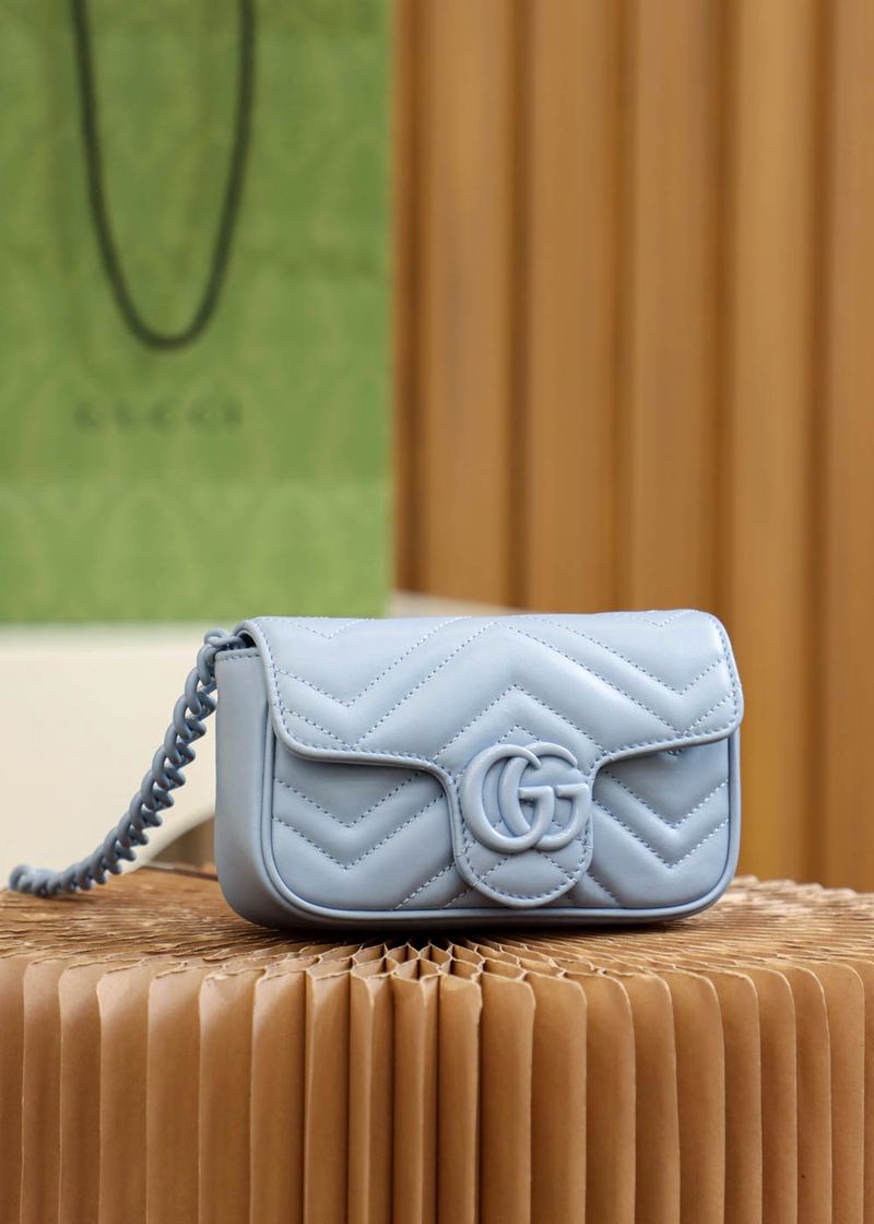 Gucci GG Marmont 肩背包 淺藍 實拍 2