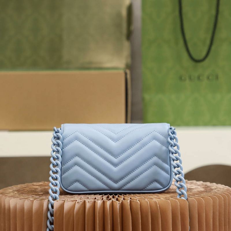 Gucci GG Marmont 肩背包 淺藍 實拍 9