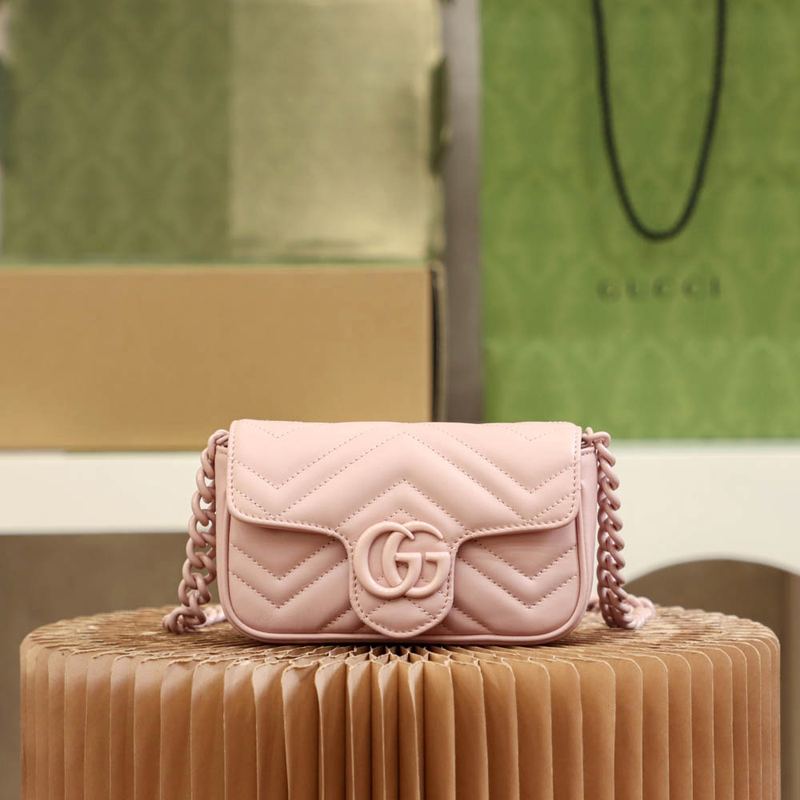 Gucci GG Marmont 肩背包 粉 實拍 1