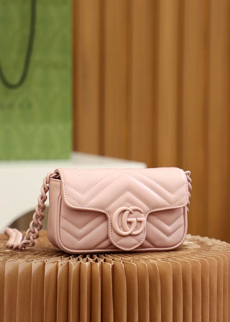 Gucci GG Marmont 肩背包 粉 實拍 2