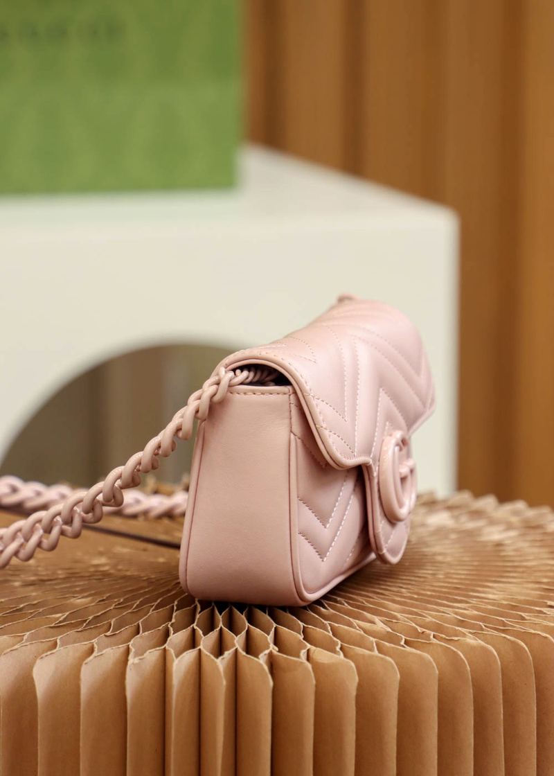 Gucci GG Marmont 肩背包 粉 實拍 4