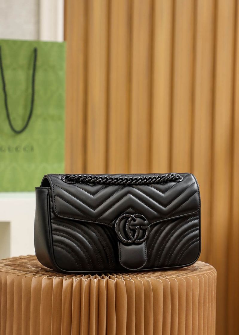 Gucci GG Marmont 黑色 肩背包 中號 棚拍 實拍 2