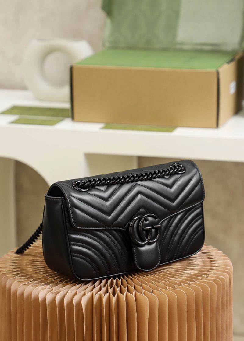 Gucci GG Marmont 黑色 肩背包 中號 棚拍 實拍 4