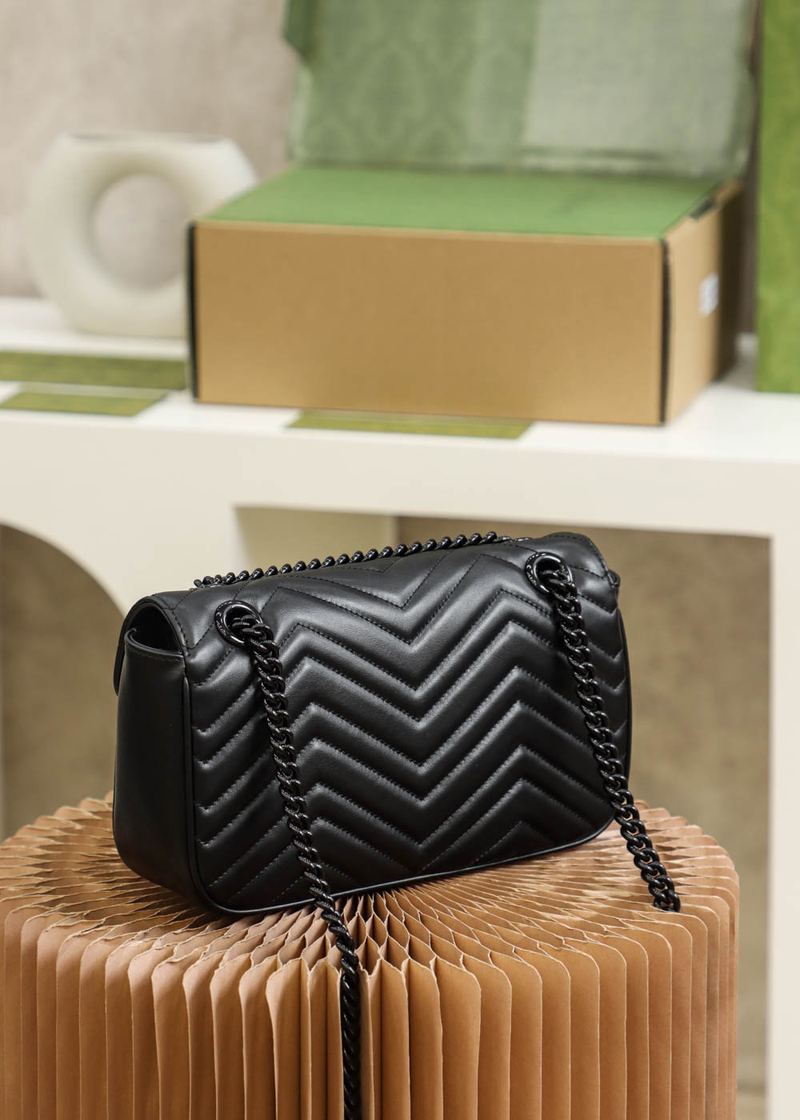 Gucci GG Marmont 黑色 肩背包 中號 棚拍 實拍 5