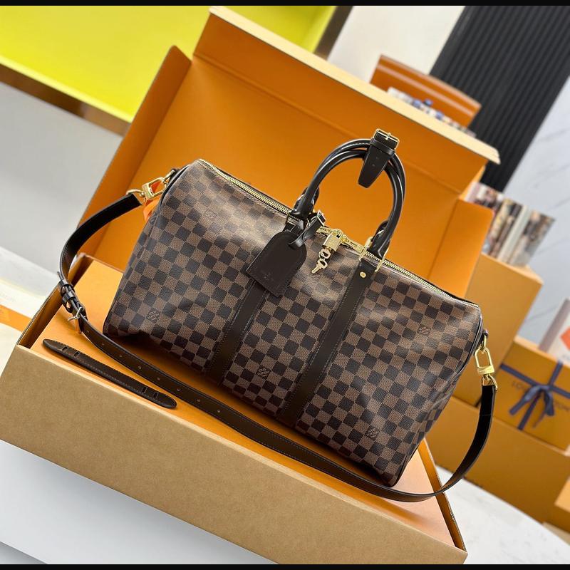 LV Keepall Bandoulière 45 N41418 · 啡格老花 複刻實拍圖 1