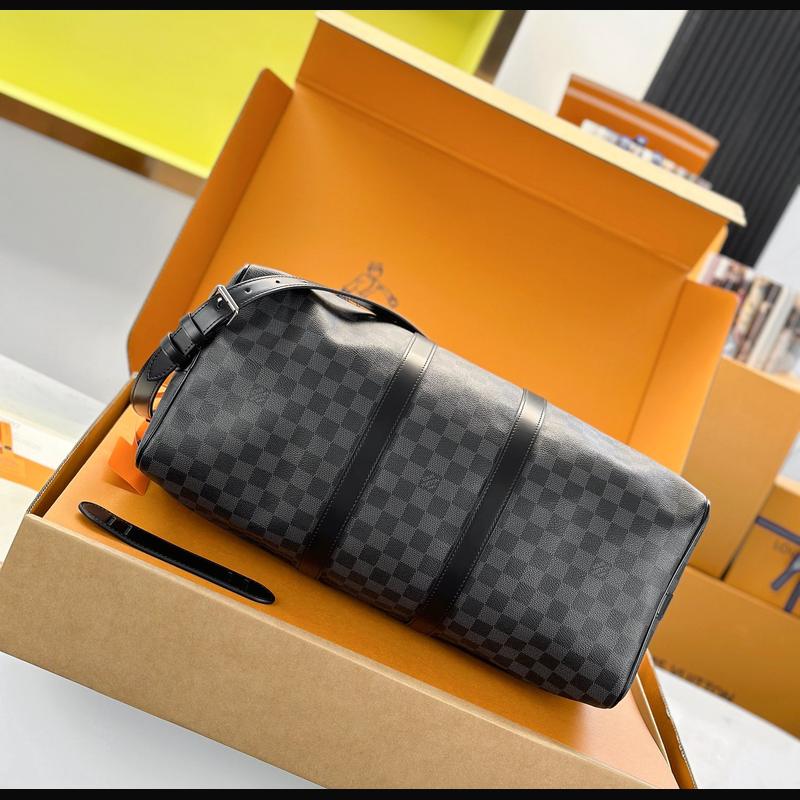 LV Keepall Bandoulière 45 N41418 · 黑格老花 複刻實拍圖 4