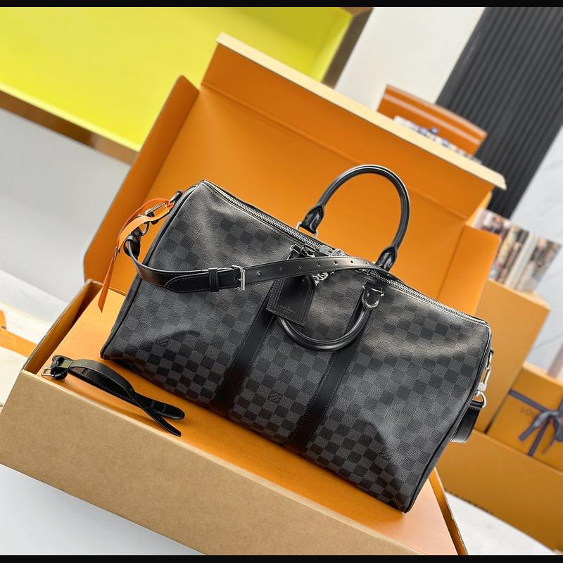 LV Keepall Bandoulière 45 N41418 · 黑格老花 複刻實拍圖 5