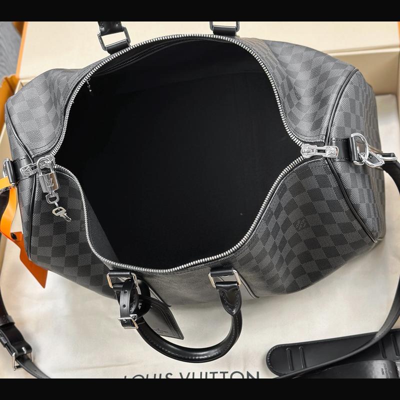 LV Keepall Bandoulière 45 N41418 · 黑格老花 複刻實拍圖 9