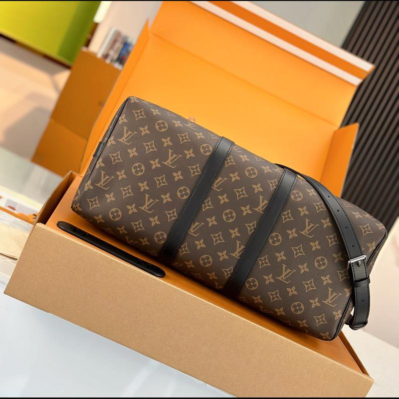 LV Keepall Bandoulière 45 M56711 · 老花配黑皮 複刻實拍圖 4