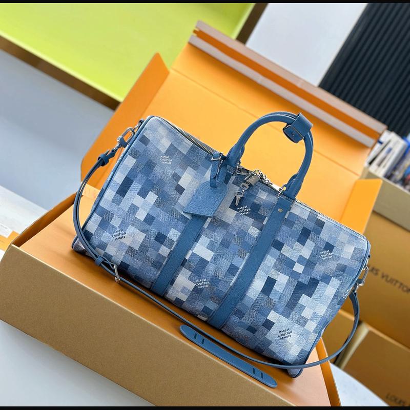 LV Keepall Bandoulière 45 N29601 · 牛仔藍格 複刻實拍圖 1