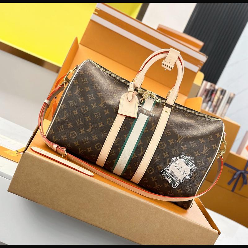 LV Keepall Bandoulière 45 M01944 · 絲印老花彩條 複刻實拍圖 1