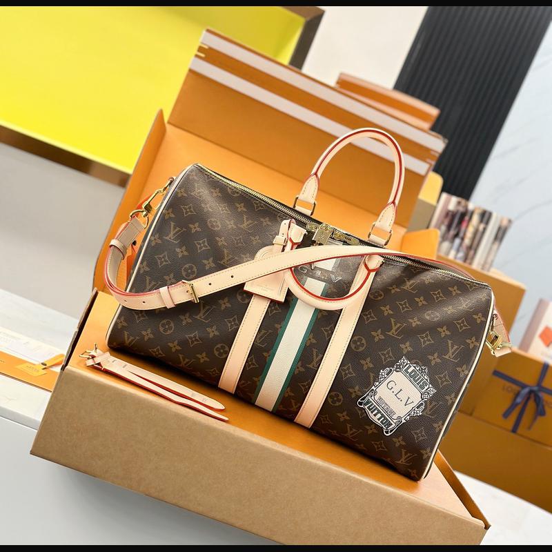 LV Keepall Bandoulière 45 M01944 · 絲印老花彩條 複刻實拍圖 5