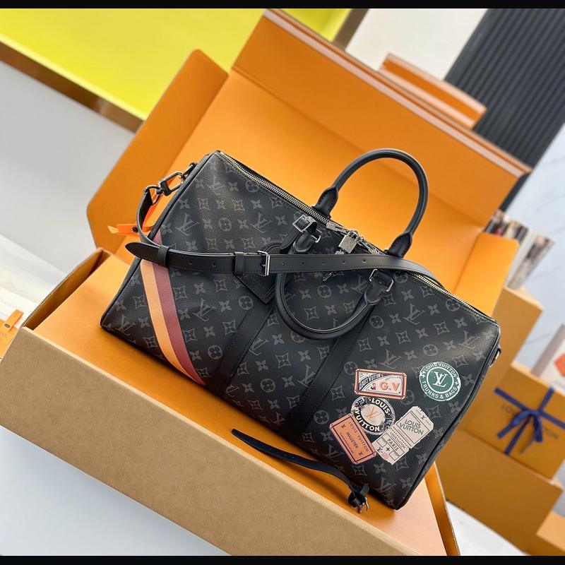 LV Keepall Bandoulière 45 絲印 · 黑灰貼紙 複刻實拍圖 5