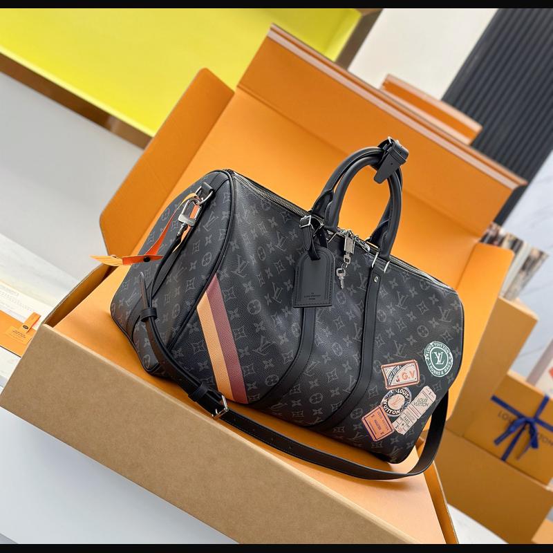 LV Keepall Bandoulière 45 絲印 · 黑灰貼紙 複刻實拍圖 6