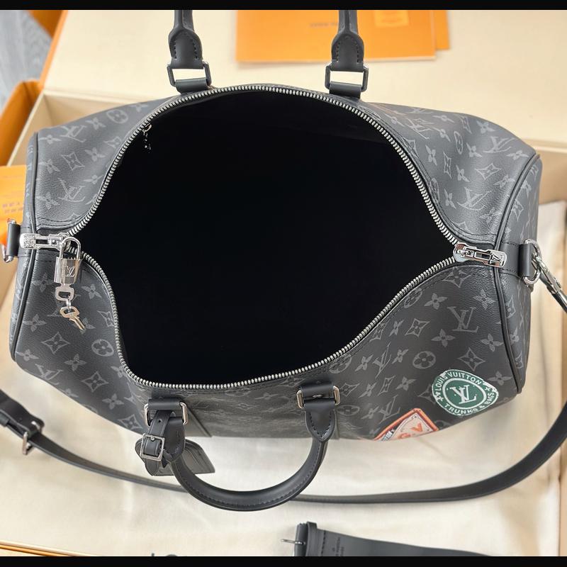 LV Keepall Bandoulière 45 絲印 · 黑灰貼紙 複刻實拍圖 9
