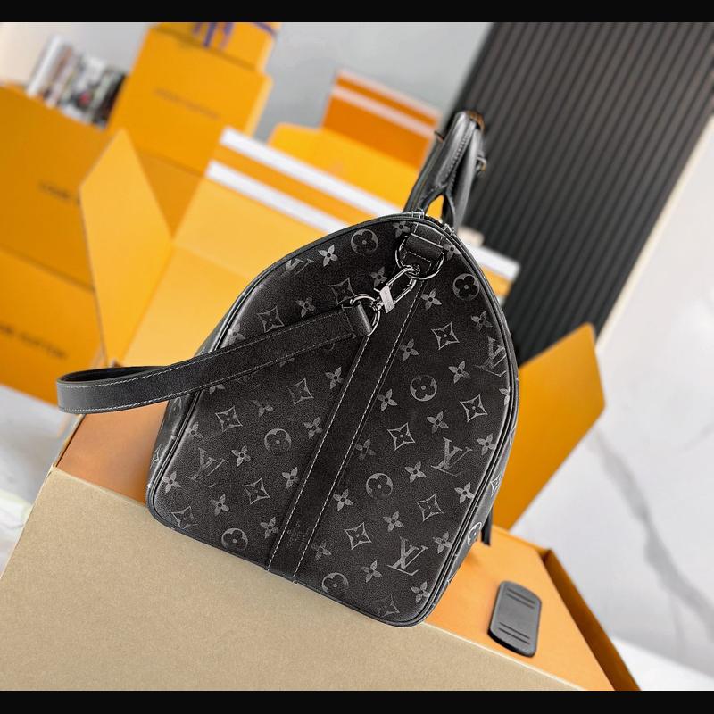 LV Keepall Bandoulière 50 M11596 · 黑灰老花流蘇 複刻實拍圖 3