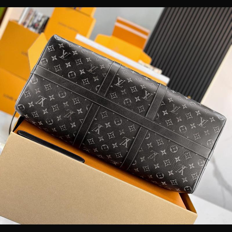 LV Keepall Bandoulière 50 M11596 · 黑灰老花流蘇 複刻實拍圖 4
