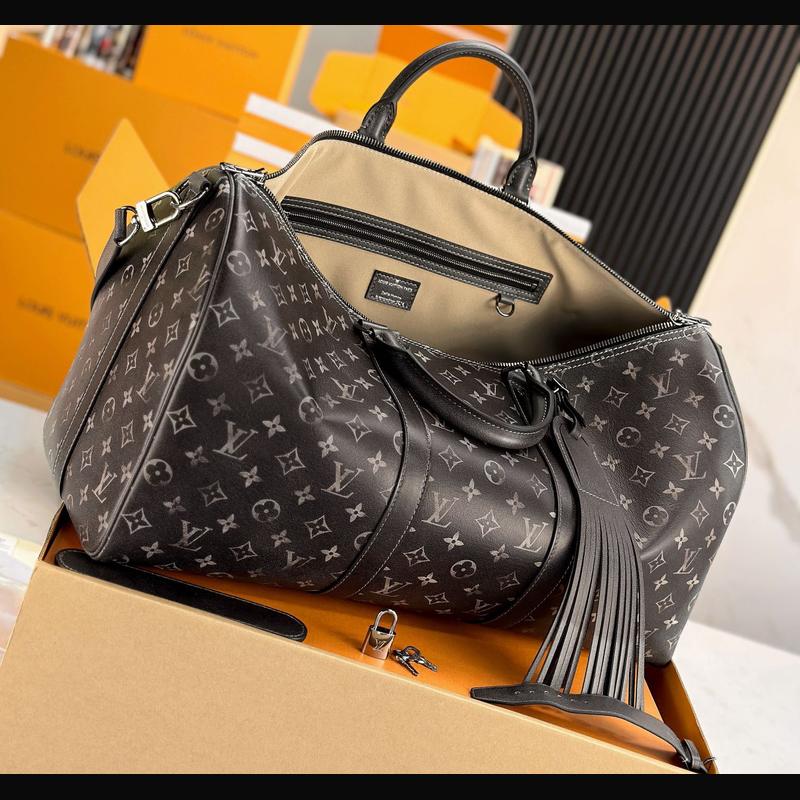 LV Keepall Bandoulière 50 M11596 · 黑灰老花流蘇 複刻實拍圖 8