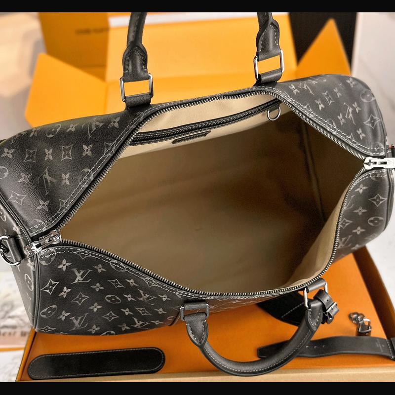 LV Keepall Bandoulière 50 M11596 · 黑灰老花流蘇 複刻實拍圖 9