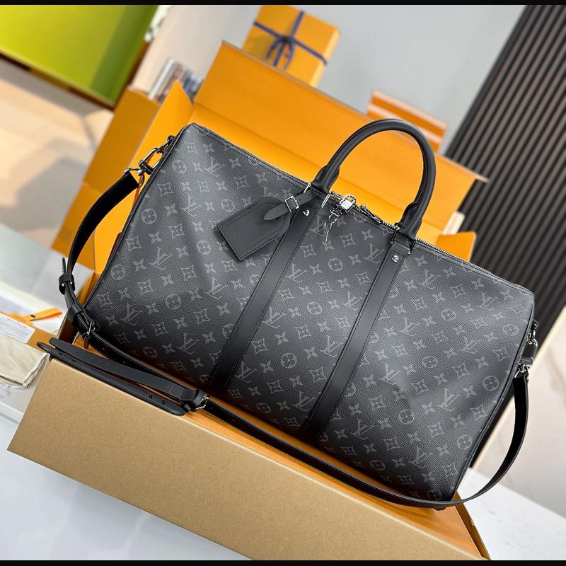 LV Keepall Bandoulière 50 M40569 · 黑花 Eclipse 複刻實拍圖 1