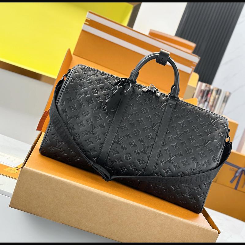 LV Keepall Bandoulière 50 M44810 · 黑色影紋原廠皮 複刻實拍圖 1