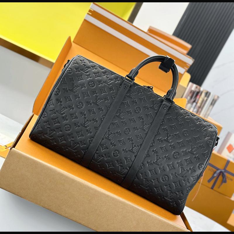 LV Keepall Bandoulière 50 M44810 · 黑色影紋原廠皮 複刻實拍圖 2
