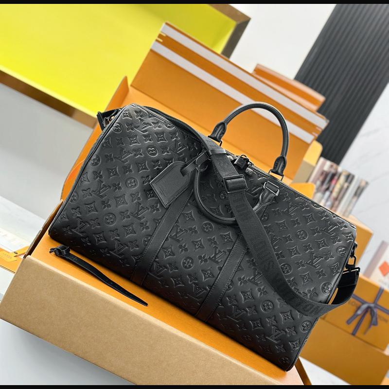 LV Keepall Bandoulière 50 M44810 · 黑色影紋原廠皮 複刻實拍圖 5