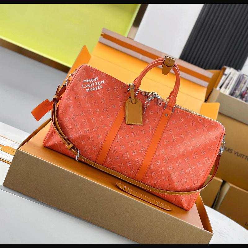 LV Keepall Bandoulière 50 M26865 · 珊瑚紅 Heritage 複刻實拍圖 1