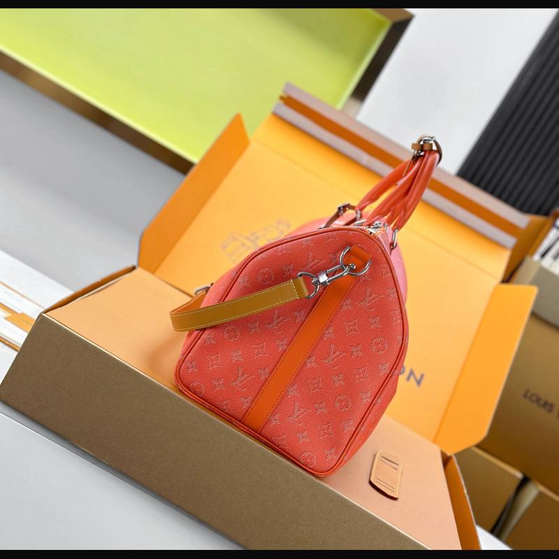 LV Keepall Bandoulière 50 M26865 · 珊瑚紅 Heritage 複刻實拍圖 3