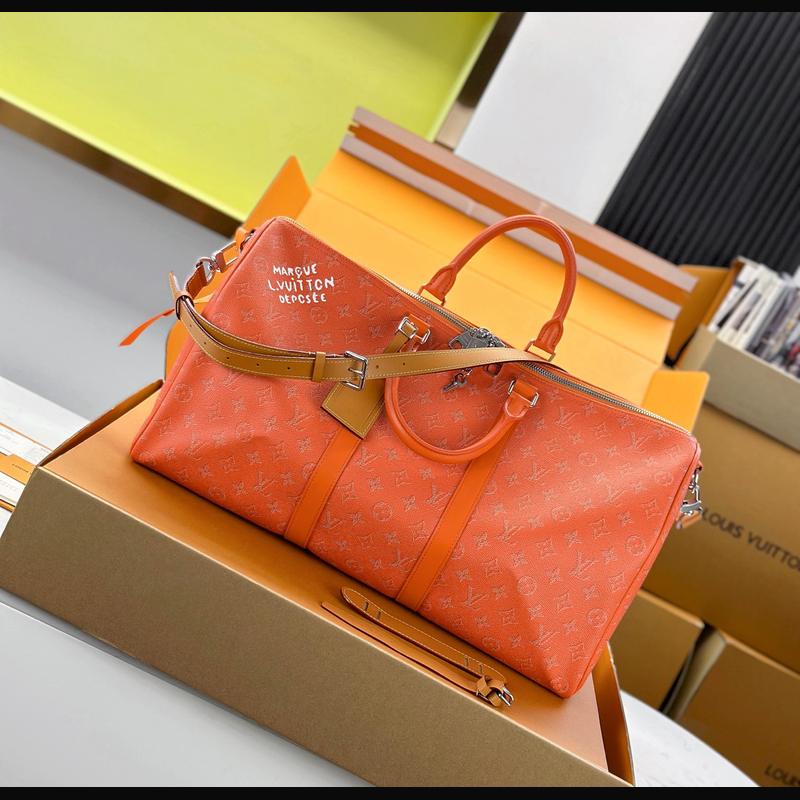LV Keepall Bandoulière 50 M26865 · 珊瑚紅 Heritage 複刻實拍圖 5