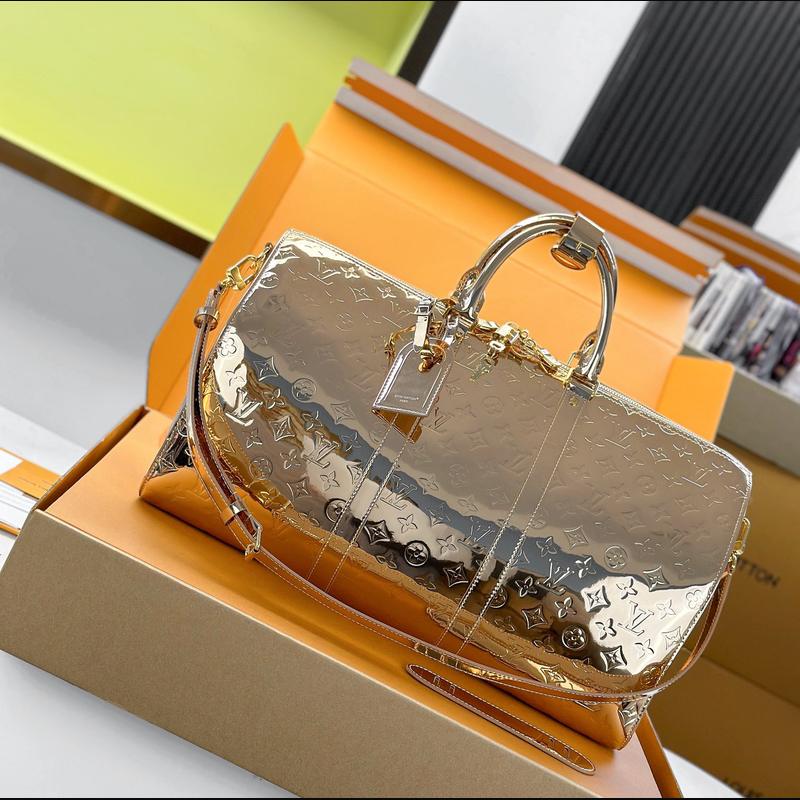 LV Keepall Bandoulière 50 M26463 · 玫瑰金鏡面 複刻實拍圖 1