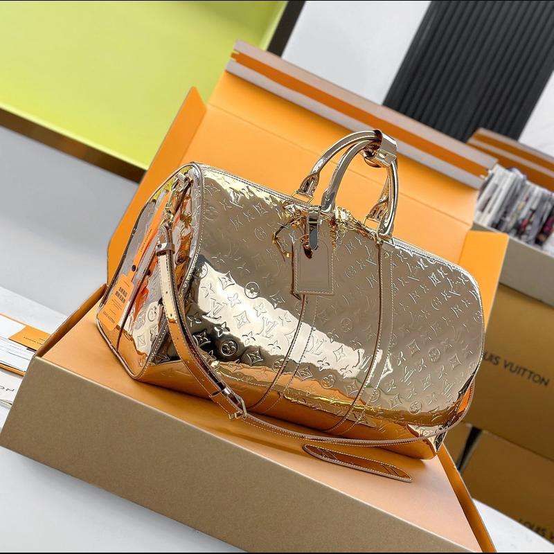 LV Keepall Bandoulière 50 M26463 · 玫瑰金鏡面 複刻實拍圖 5
