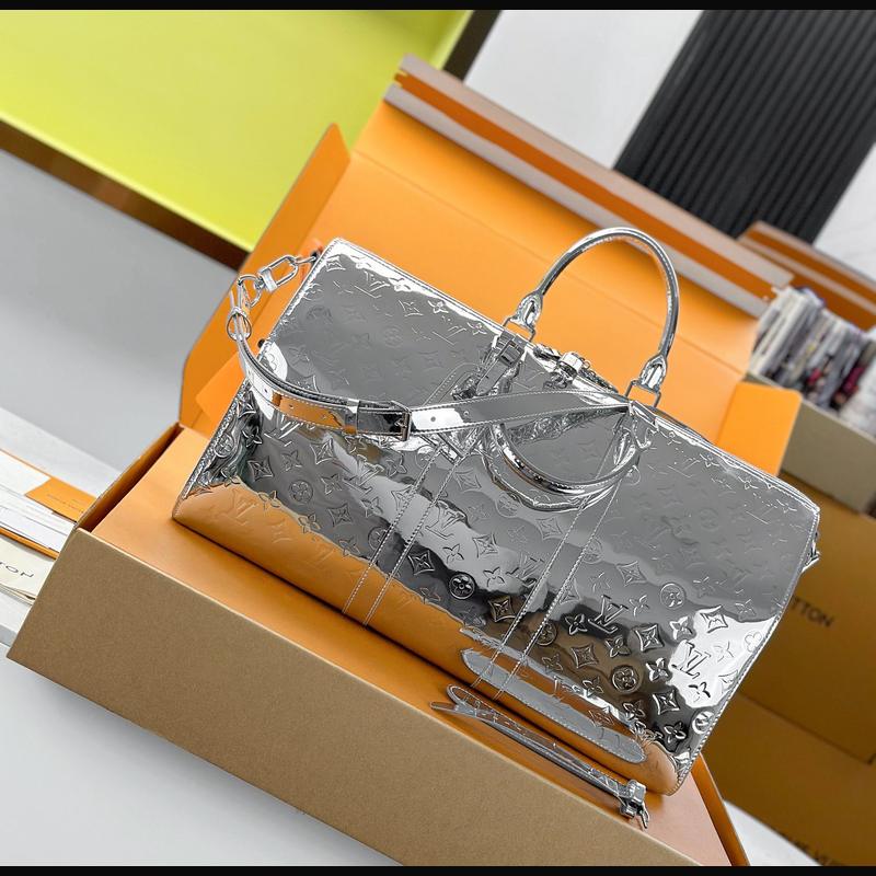 LV Keepall Bandoulière 50 M26766 · 銀色鏡面 複刻實拍圖 6