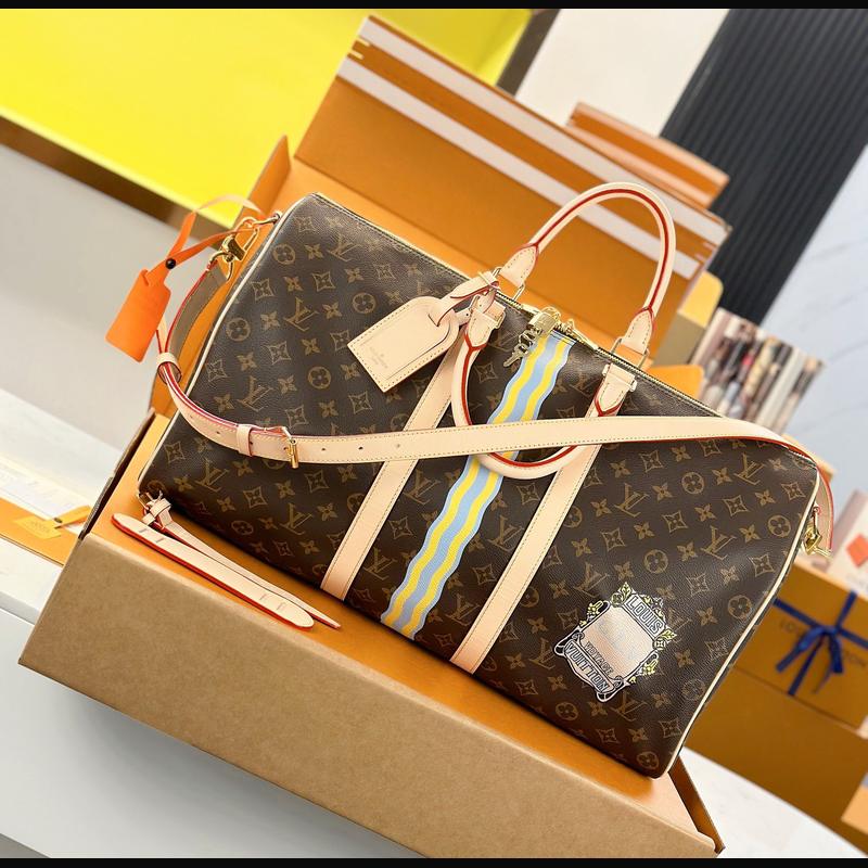 LV Keepall Bandoulière 50 M01945 · 絲印深棕 複刻實拍圖 5