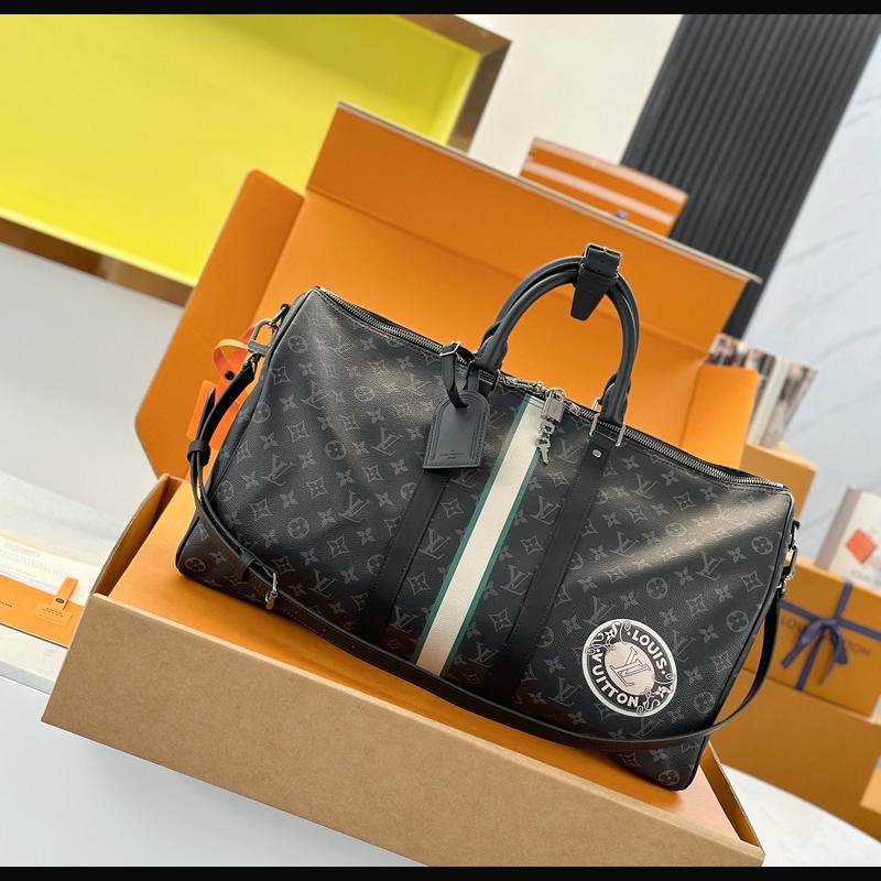 LV Keepall Bandoulière 50 絲印 · 黑 複刻實拍圖 1