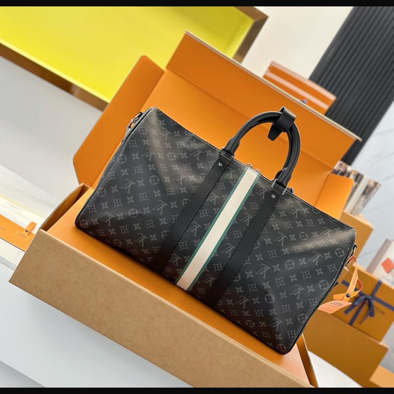 LV Keepall Bandoulière 50 絲印 · 黑 複刻實拍圖 2