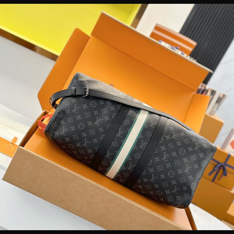 LV Keepall Bandoulière 50 絲印 · 黑 複刻實拍圖 4