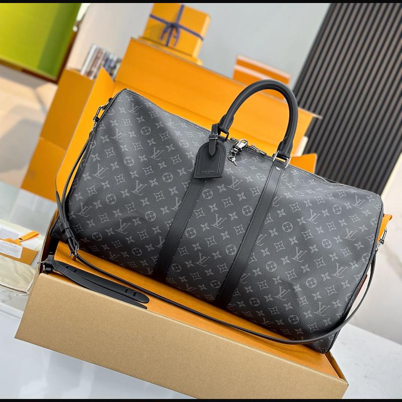 LV Keepall Bandoulière 55 旅行袋(複刻)M40569 · 黑花 Eclipse 配色實拍