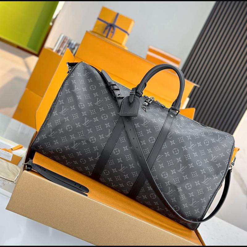LV Keepall Bandoulière 55 M40569 · 黑花 Eclipse 複刻實拍圖 5