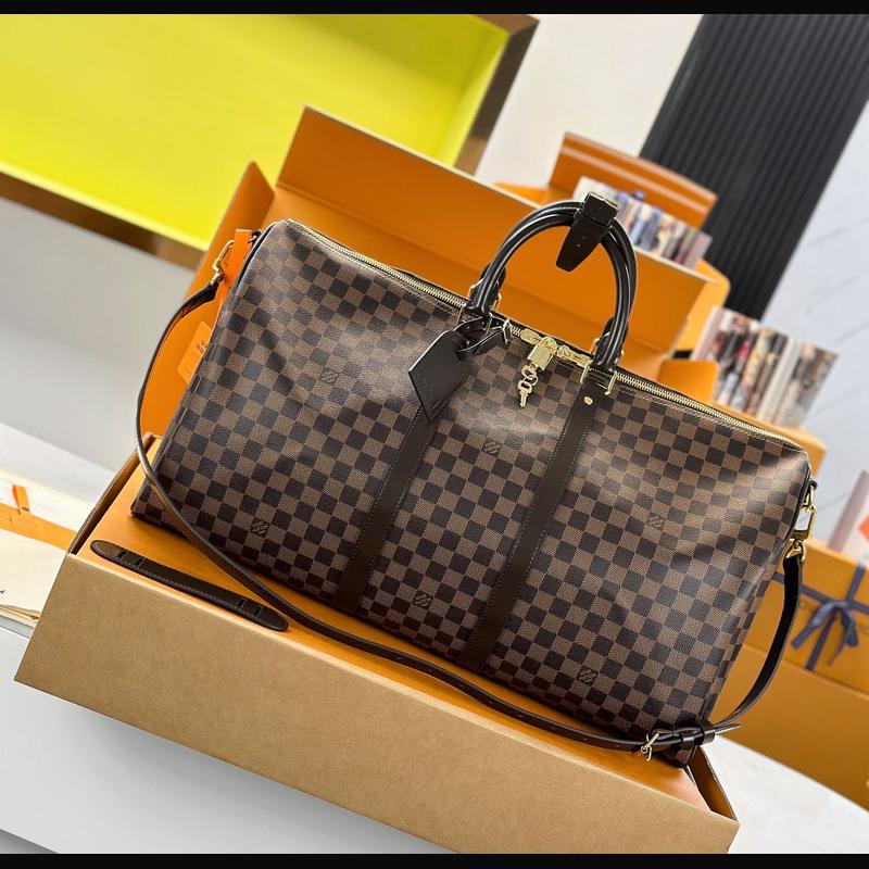 LV Keepall Bandoulière 55 N41418 · 啡格老花 複刻實拍圖 1