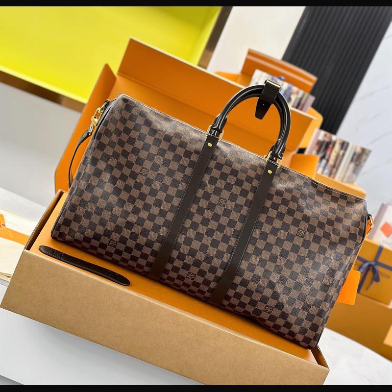 LV Keepall Bandoulière 55 N41418 · 啡格老花 複刻實拍圖 2